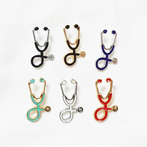 Custom Metal Pin Medical Jewelry Doctors Nurses Mini Stethoscope Brooches Pins Lapel Pin Badges