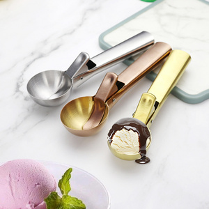 Heavy Duty Metal Ice Cream Scooper Safe Premium Stainless Steel and Copper Plated Ice Cream Spoon with Trigger