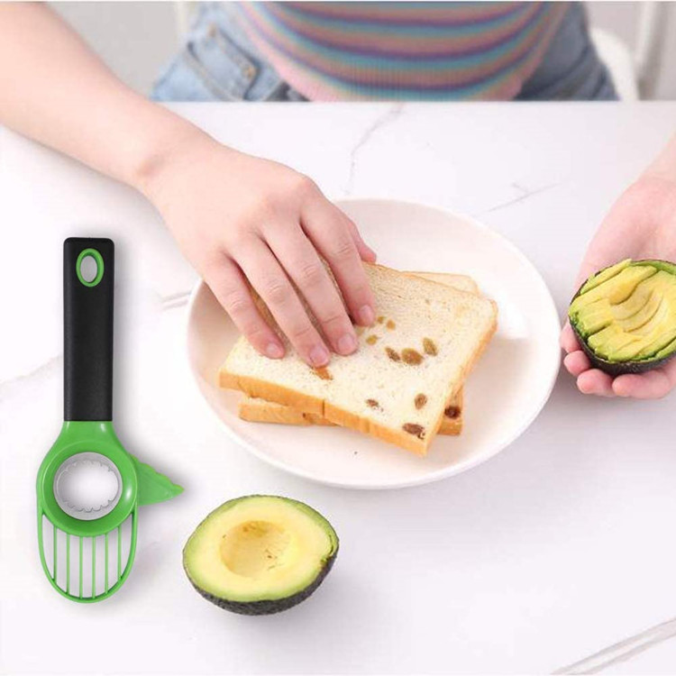 Multi functional 3 in 1 with good grip handle stainless steel avocado slicer tool