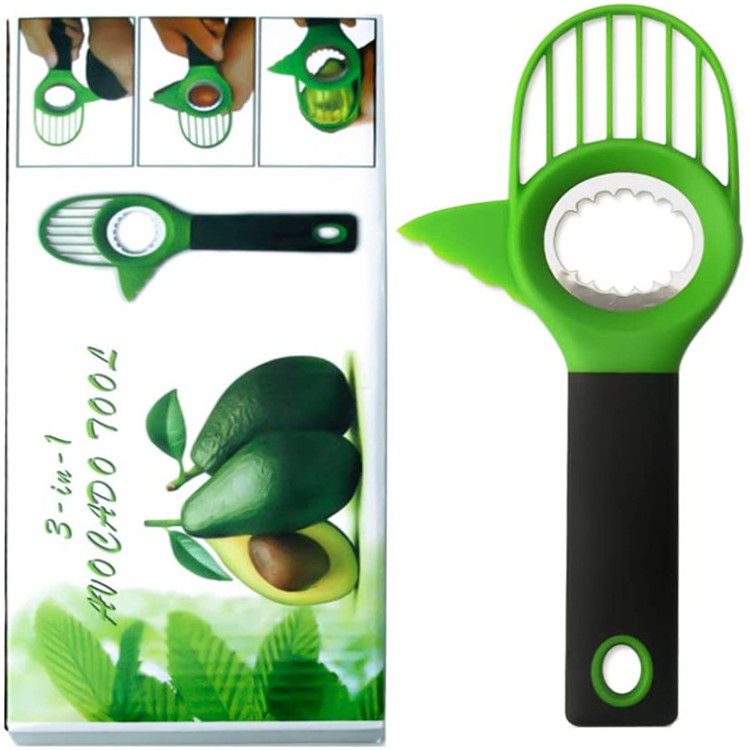 soft grip handle 3 in 1 avocado cutter slicer and corer pitter multi functional avocado knife