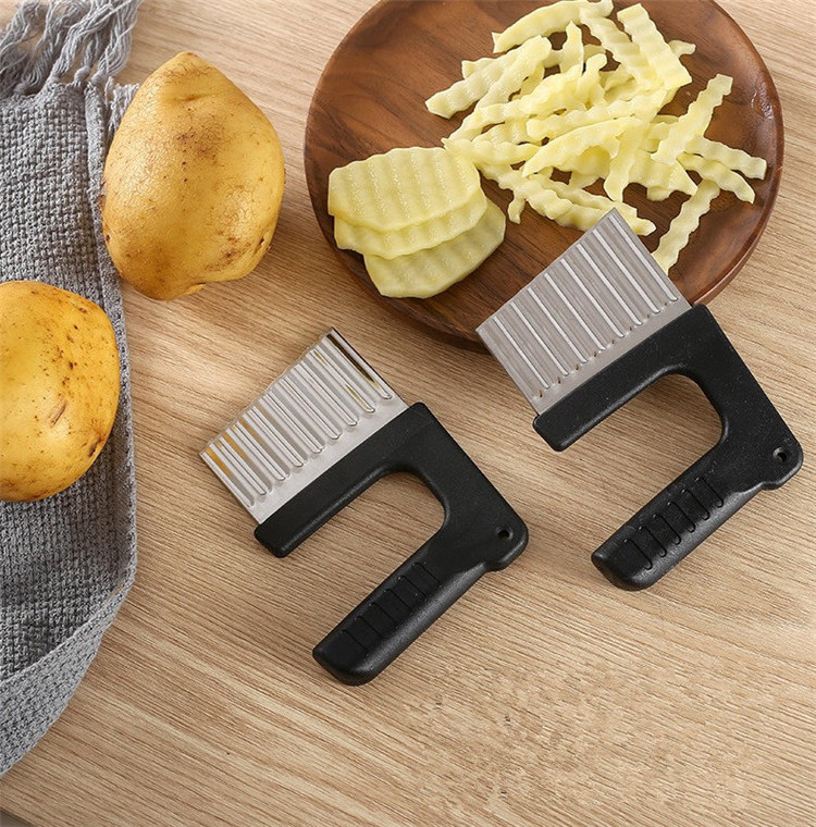 Wave shape stainless steel crinkle potato chip slicer french fry cutter potato cutter knife machine with handle