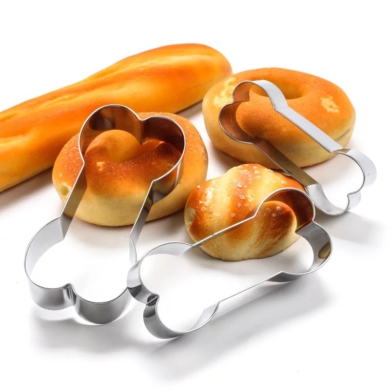 Baking cookie mold 3 piece stainless steel dog bone shape cookie cutter