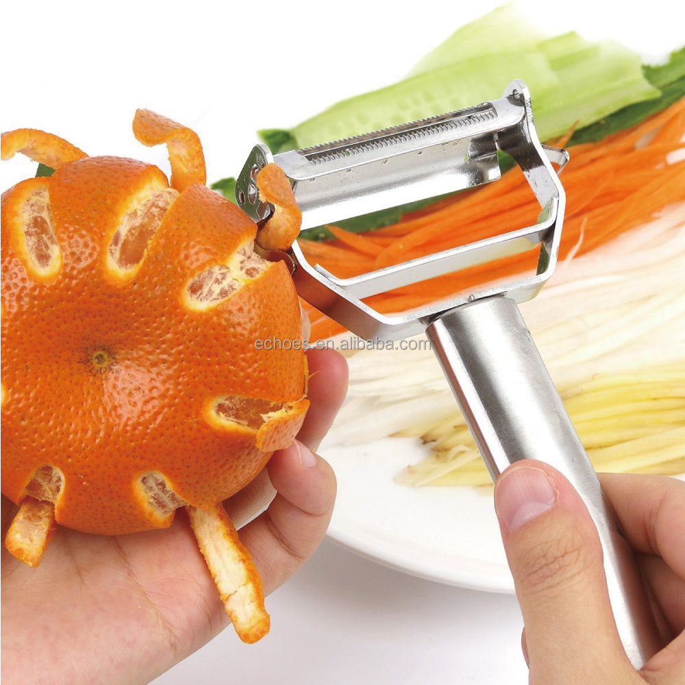 Multifunctional extra sharp stainless steel dual julienne and vegetable vertical peeler