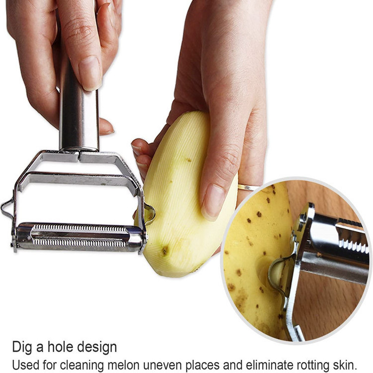 Multifunctional extra sharp stainless steel dual julienne and vegetable vertical peeler