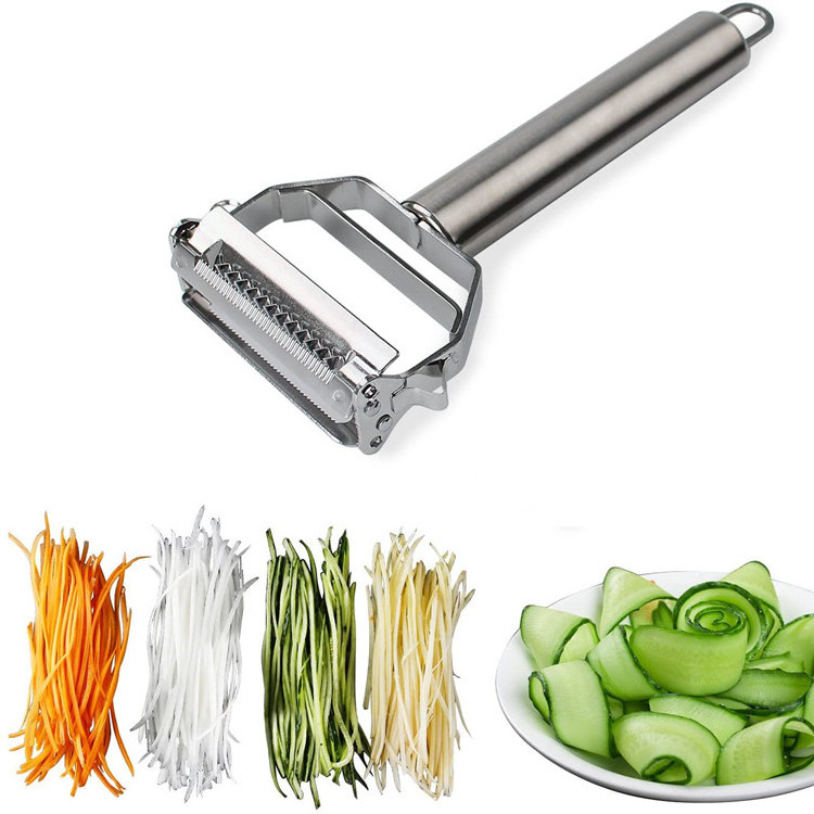 Multifunctional extra sharp stainless steel dual julienne and vegetable vertical peeler