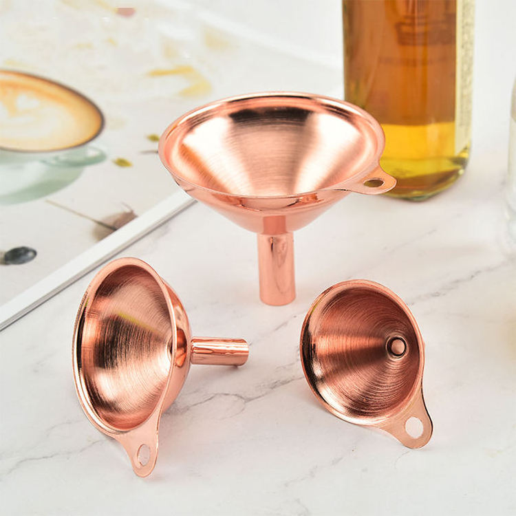 Durable Kitchen Accessories Rose Gold Kitchen Funnel Set  3pcs Mini Stainless Steel Funnel Use For Filling Bottles Flask Cooking