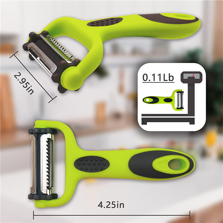 Multi function triple serrated blade stainless steel cabbage peeler 3 in 1 vegetable rotating sweet plastic potato peeler