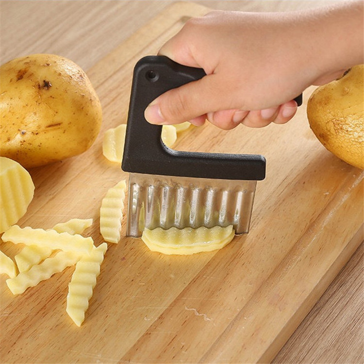 Wave shape stainless steel crinkle potato chip slicer french fry cutter potato cutter knife machine with handle