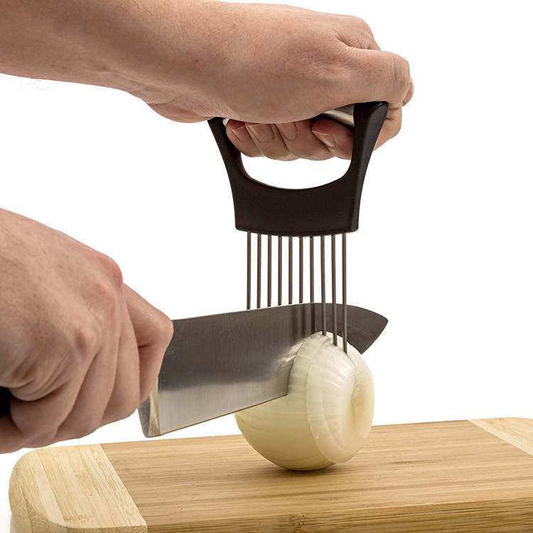 Smart Kitchen Gadgets stainless steel kitchen slicer grip handle onion cutter fork holder for slicing