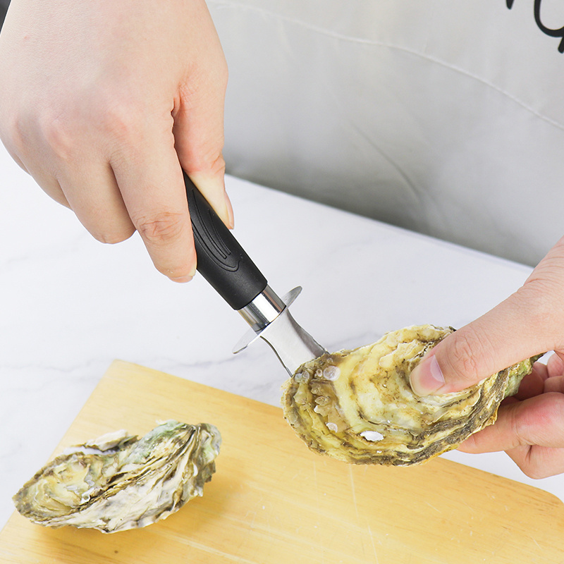 Kitchen Gadgets Seafood Clam Shell Opener Tools Stainless Steel Oysters Open Knife With Plastic Handle