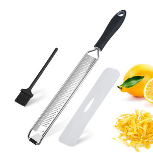 Non slip handle cheese grater stainless steel lemon zester and citrus grater with protective cover