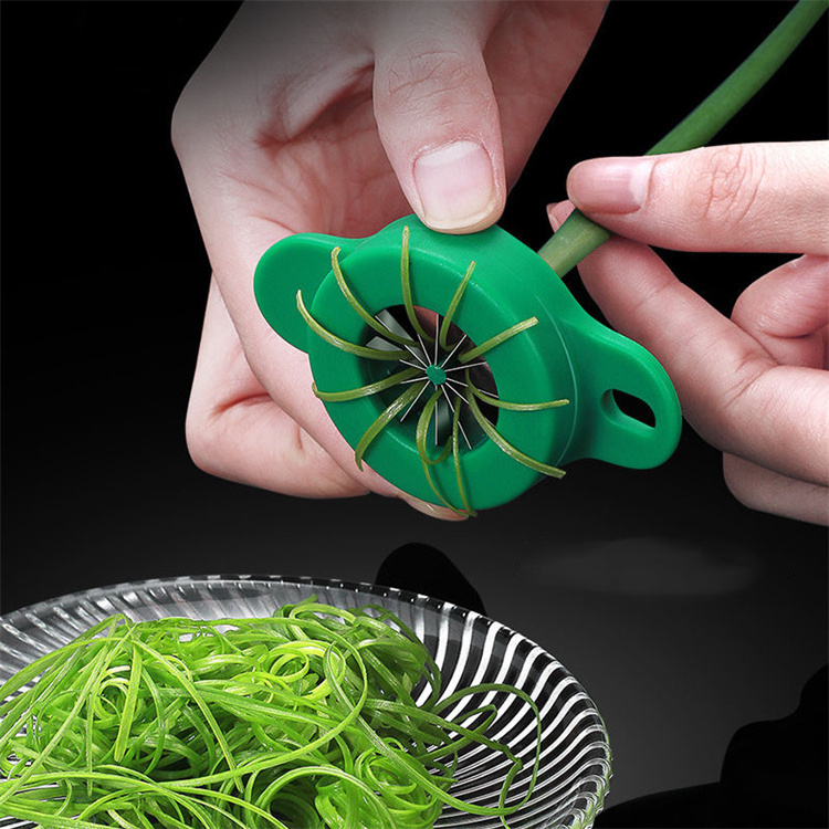 Multi functionall kitchen tools gadget easy to silk 12 blades stainless steel green onion knife slicer cutter shredder