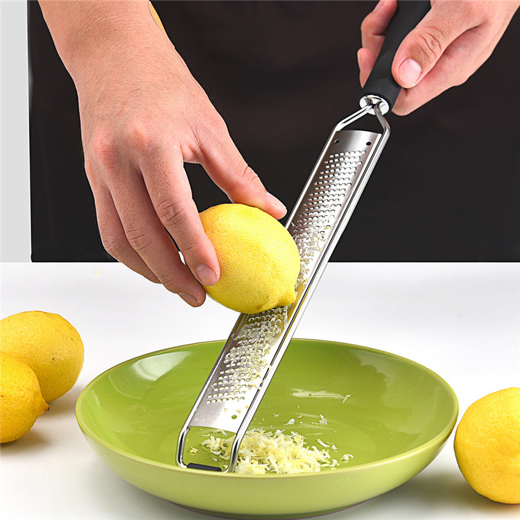 Non slip handle cheese grater stainless steel lemon zester and citrus grater with protective cover