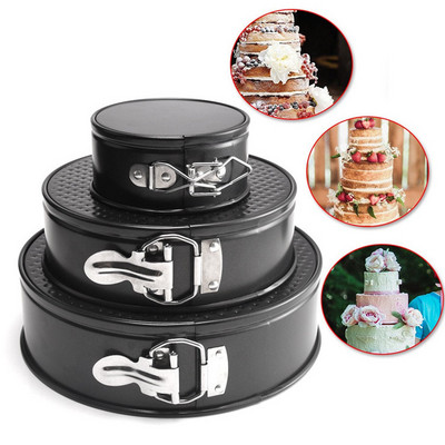 Nonstick bakeware sets 4inch 7Inch 9inch 3pcs round shape quick release leakproof springform cake pan set