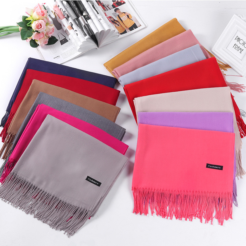 Pure color  Plain Cashmere Pashmina Shawls Women Soft Warm Scarf