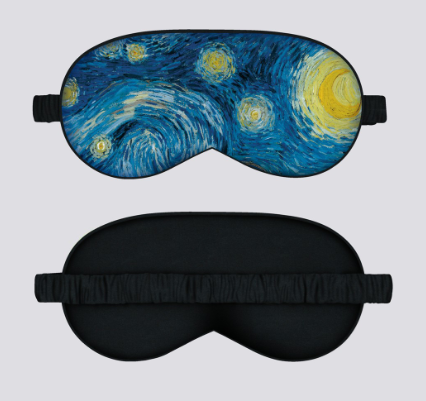 Customized logo eye mask silk eyemask custom Van Gogh satin sleep mask for sleeping