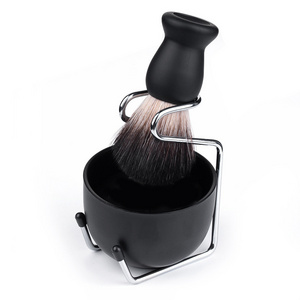 Badger Hair Shaving Brush and Bowl Kit for men Black Shaving Brush set with Soap