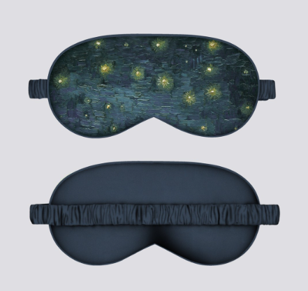 Customized logo eye mask silk eyemask custom Van Gogh satin sleep mask for sleeping