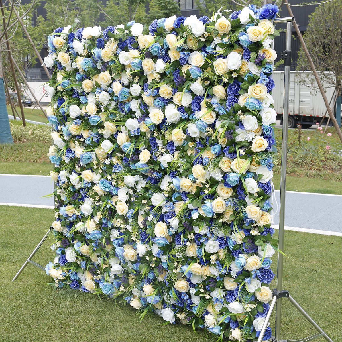 Wedding centerpieces Artificial Flowers wall Decor Backdrop Fabric Rolling Up Curtain 5d Flower Wall Panel For Party