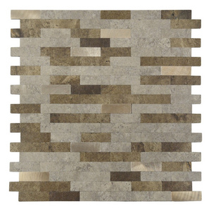 Brown faux stone aluminium and pvc peel and stick backsplash mosaic tile for kitchen