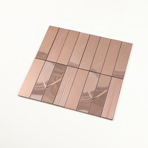 Rectangle Copper Mirror Finish Stainless Steel Self Adhesive Metal Mosaic Tiles