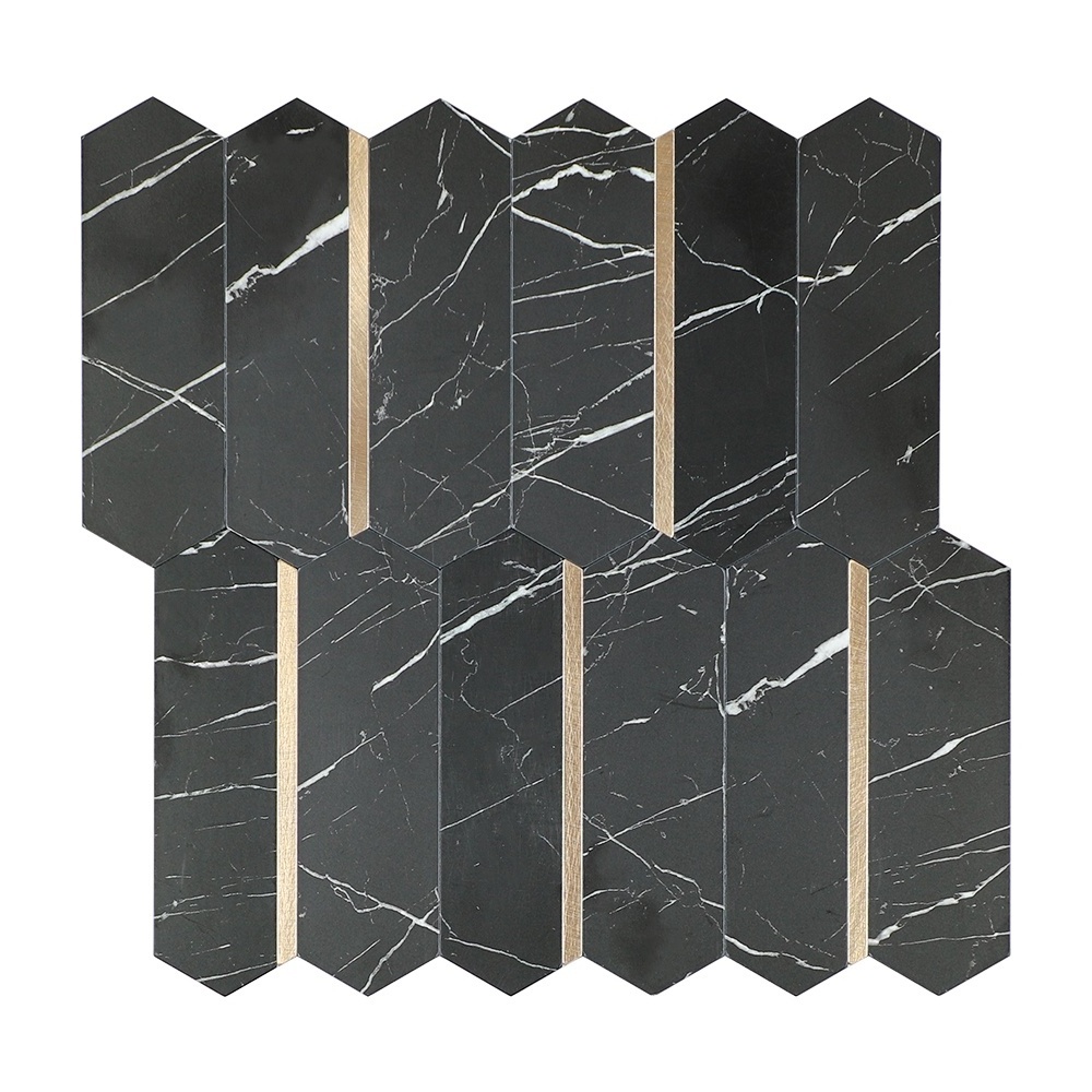 Stone effect self adhesive tile PVC and aluminium peel and stick kitchen wall tiles backsplash