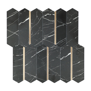 Stone effect self adhesive tile PVC and aluminium peel and stick kitchen wall tiles backsplash