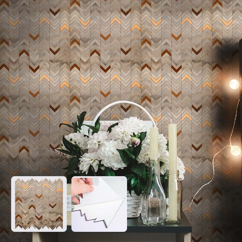 DIY Dazzle Chevron Bronze Peel and Stick Aluminium Mosaic Tile