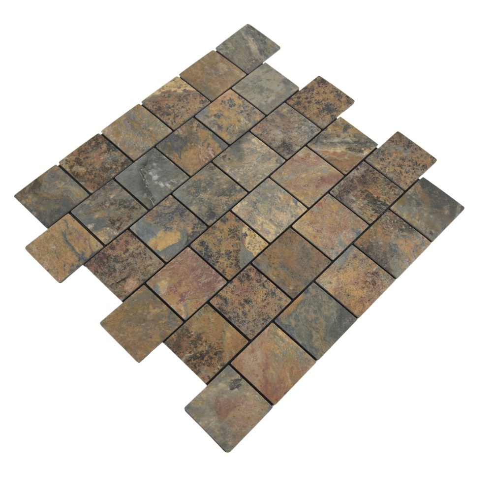 Backsplash Peel and Stick PVC Oxide Slate Stone Mosaic Tile