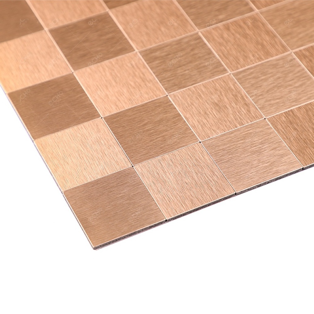 Light copper peel and stick tile self adhesive mosaic kitchen aluminum peel and stick backsplash wall tiles