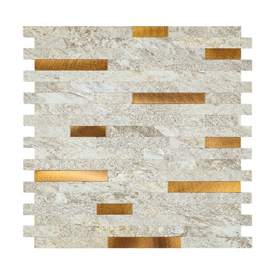 Rustic Faux Stone Peel and Stick Backsplash and Bronze Aluminium Wall Tiles Self Stick on Backsplash