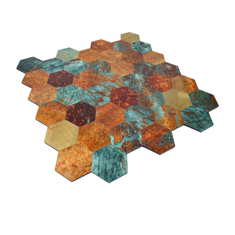 Ready to Ship Hexagon Retro Bronze Peel and Stick Aluminum Mosaic Tile Backsplash