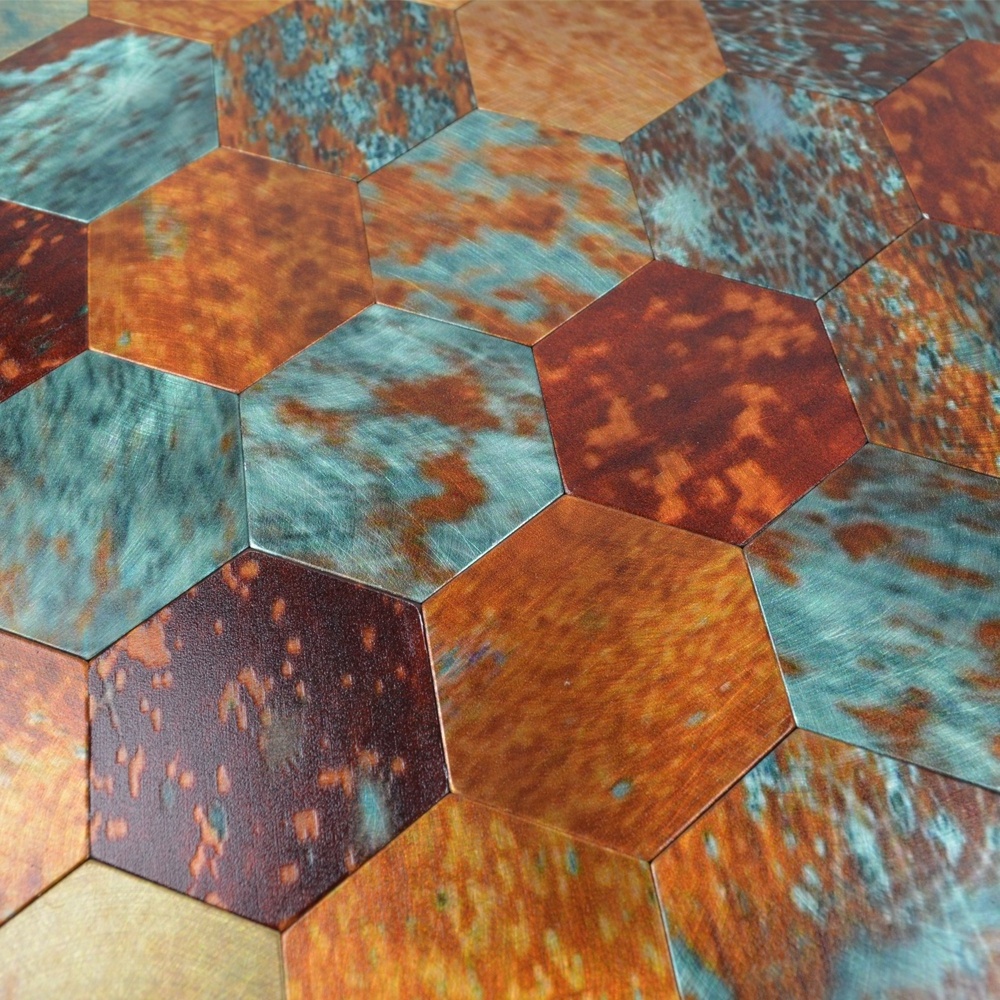 Ready to Ship Hexagon Retro Bronze Peel and Stick Aluminum Mosaic Tile Backsplash