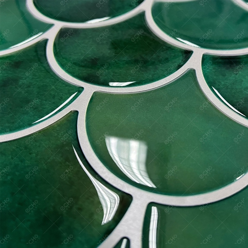 Removable fish scale 2.5mm thick Emerald Green 3d peel and stick tiles