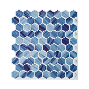 Removable Blue 3D Mosaic Sticker Self Adhesive Kitchen Wall Tile Stick on Backsplash