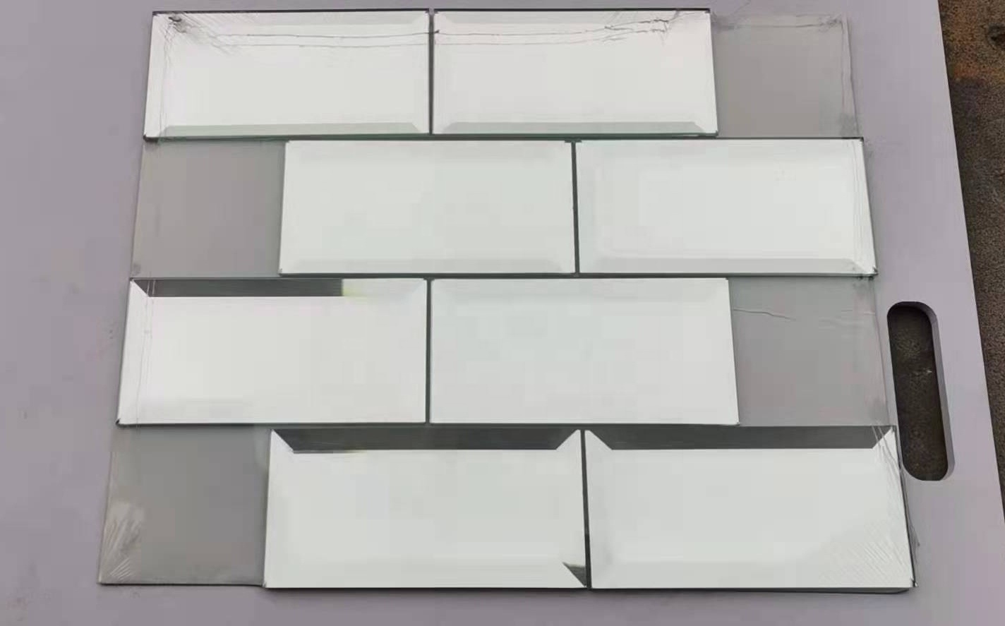 3 x 6 Inch Silver Beveled Glass Mirror Subway Tiles for Kitchen Backsplash Bathroom Wall