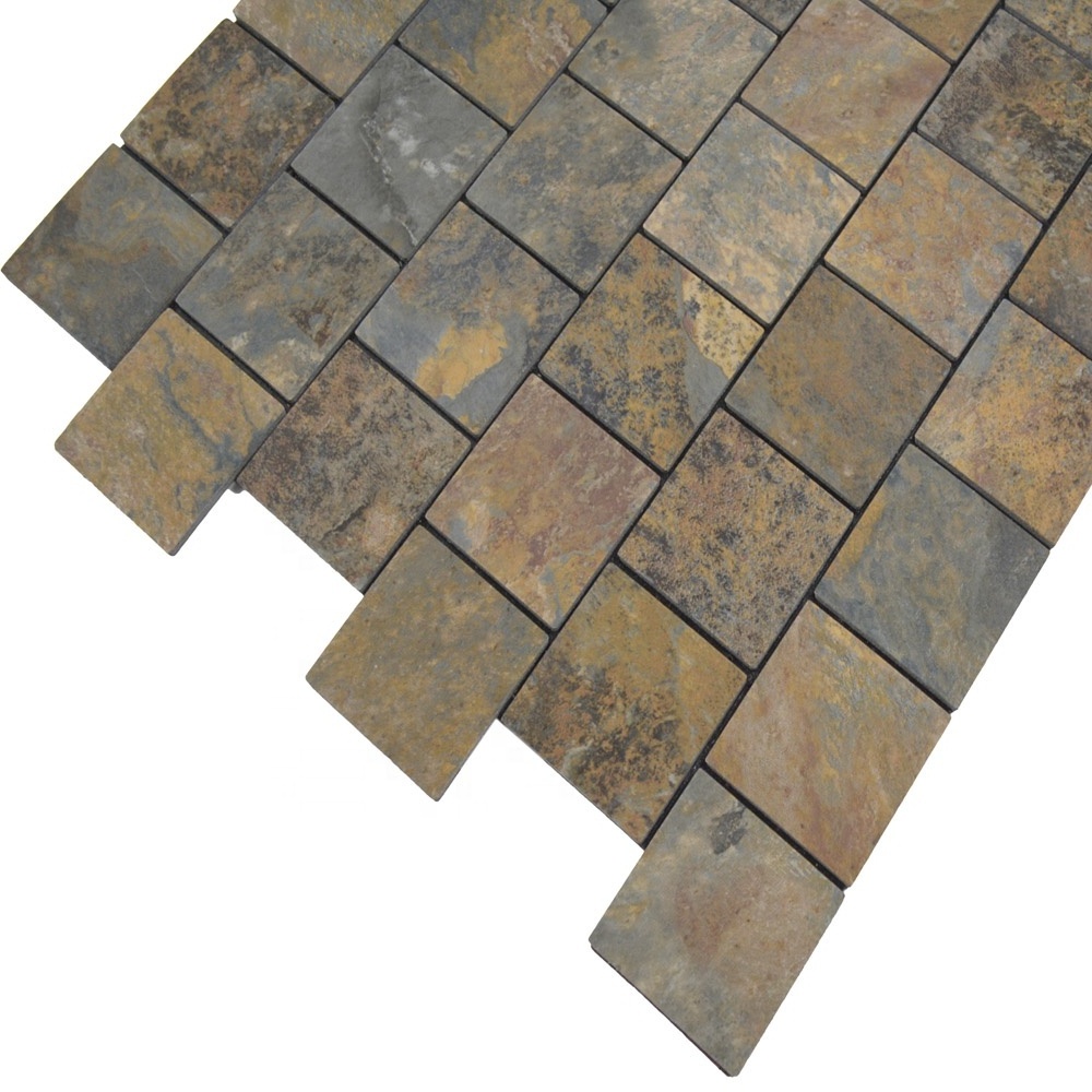 Backsplash Peel and Stick PVC Oxide Slate Stone Mosaic Tile