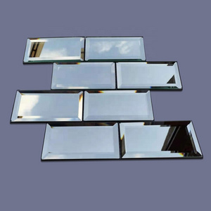 3 x 6 Inch Silver Beveled Glass Mirror Subway Tiles for Kitchen Backsplash Bathroom Wall