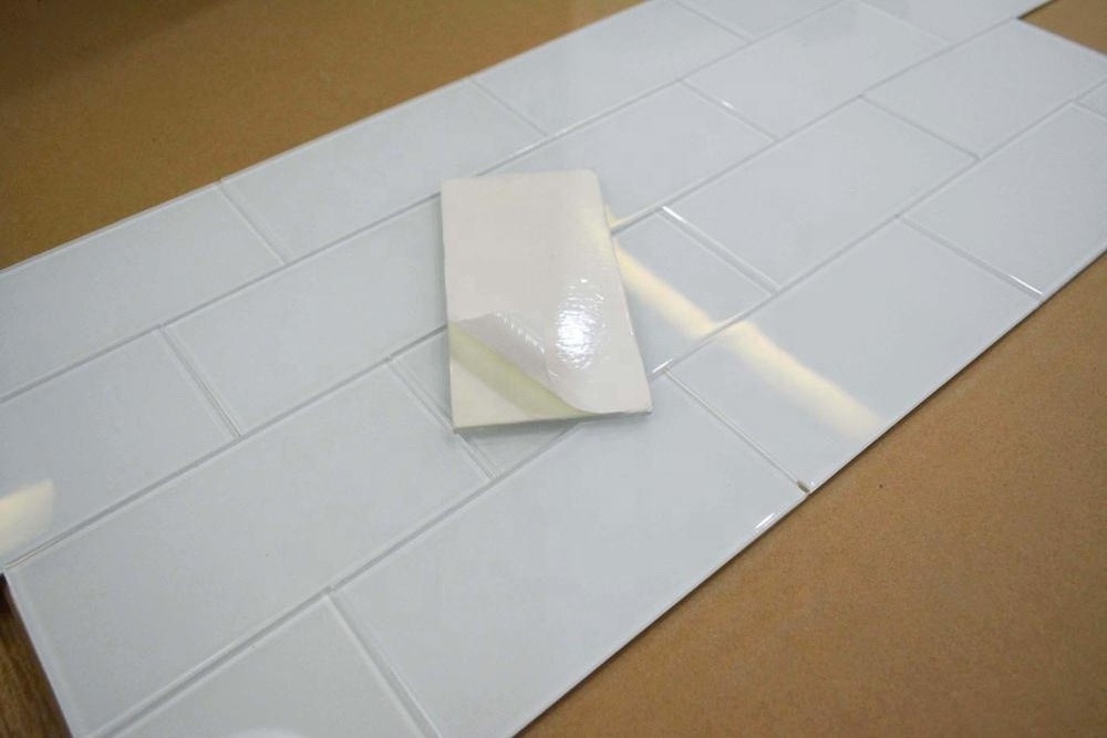 Ready to ship 3x6 Peel and Stick Super White Glass Subway Backsplash Tile