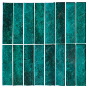 Ready to Ship Strong Adhesive 3D Realistic Teal and Turquoise Blue-Green Peel and Stick Wall Linear Gel Tiles Backsplash