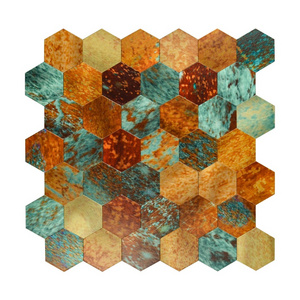 Ready to Ship Hexagon Retro Bronze Peel and Stick Aluminum Mosaic Tile Backsplash