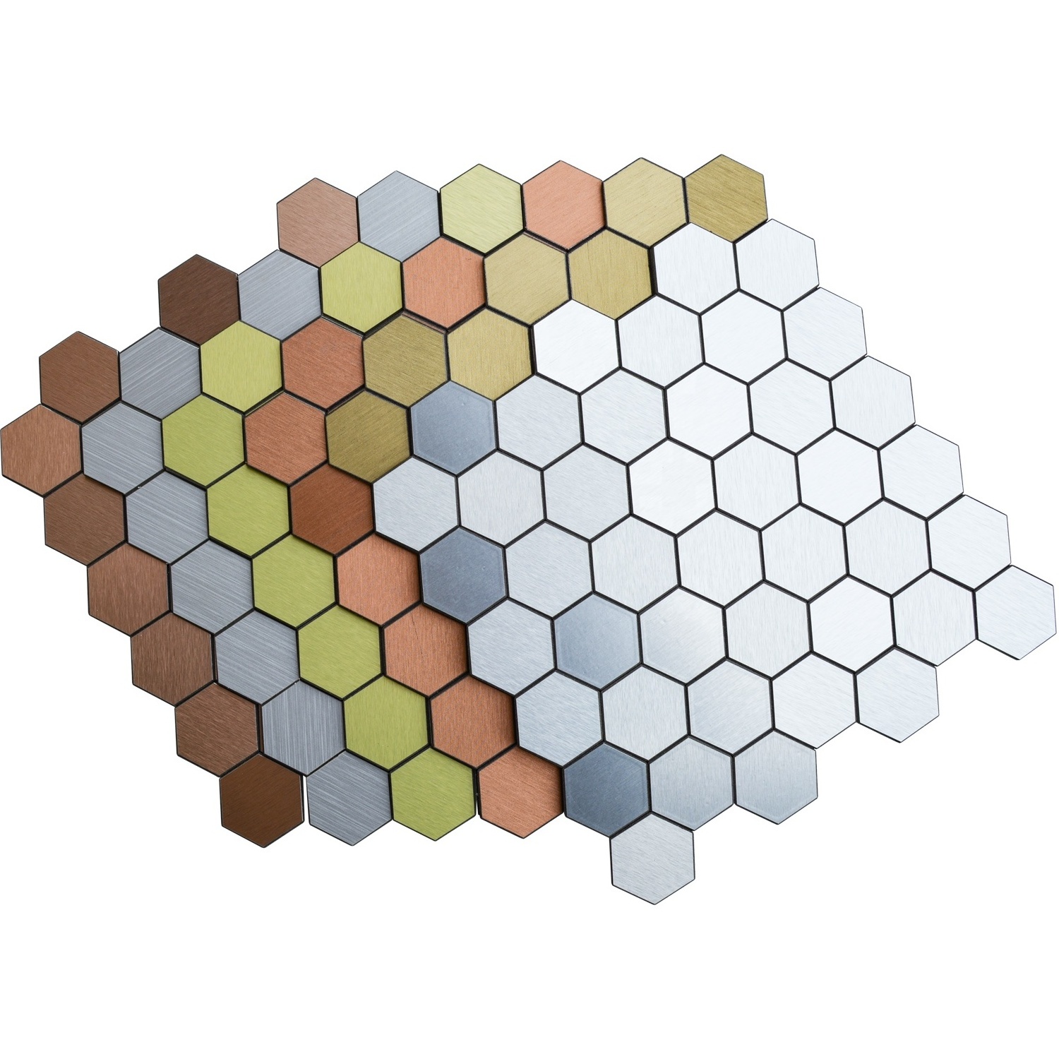 Hexagon copper V-groove peel and stick aluminum mosaic tile for kitchen Backsplash