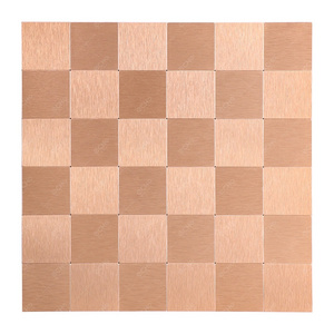 Light copper peel and stick tile self adhesive mosaic kitchen aluminum peel and stick backsplash wall tiles