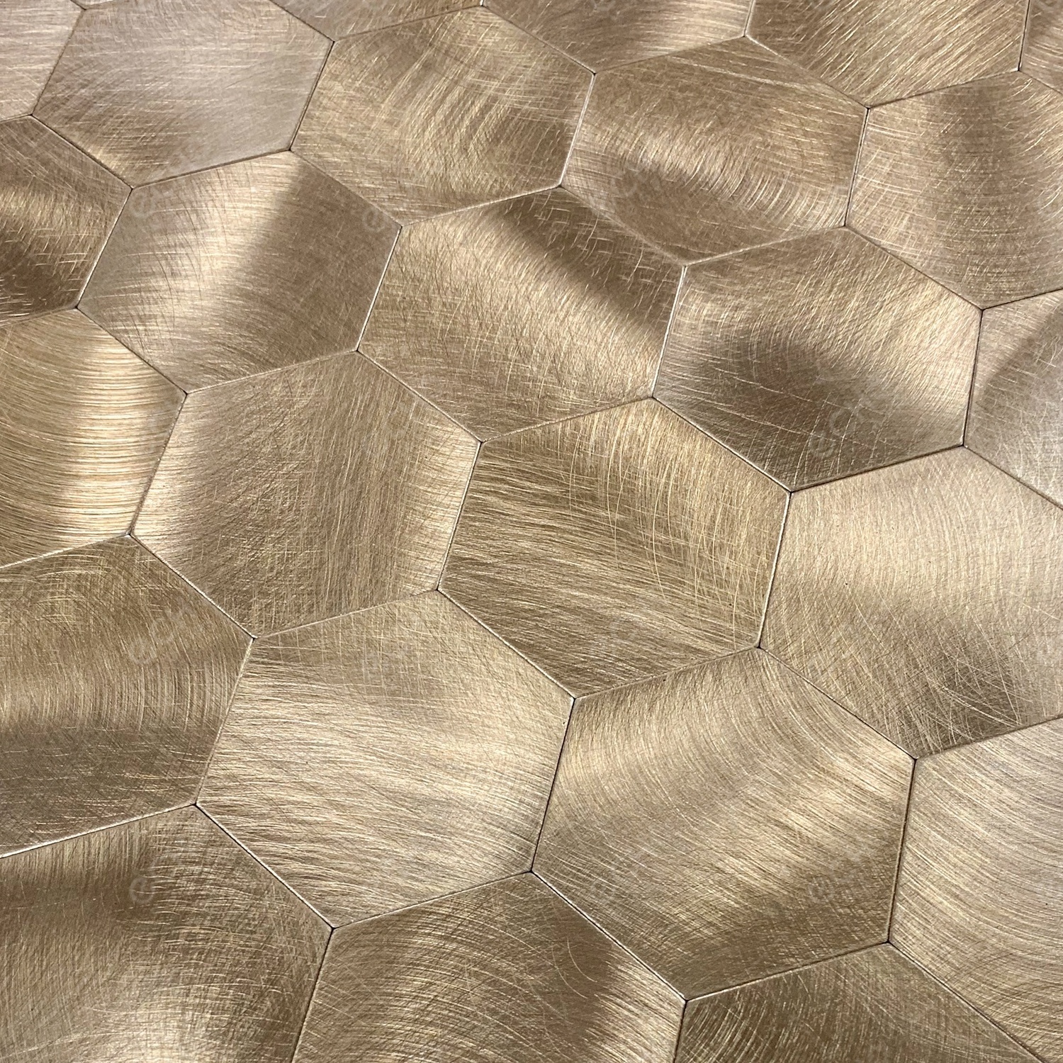 Ready to Ship Bronze colour hexagon aluminium peel and stick mosaic tile backsplash