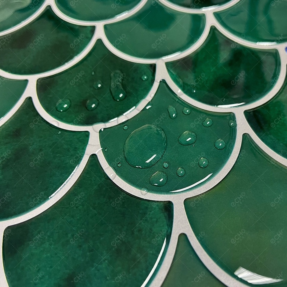 Removable fish scale 2.5mm thick Emerald Green 3d peel and stick tiles