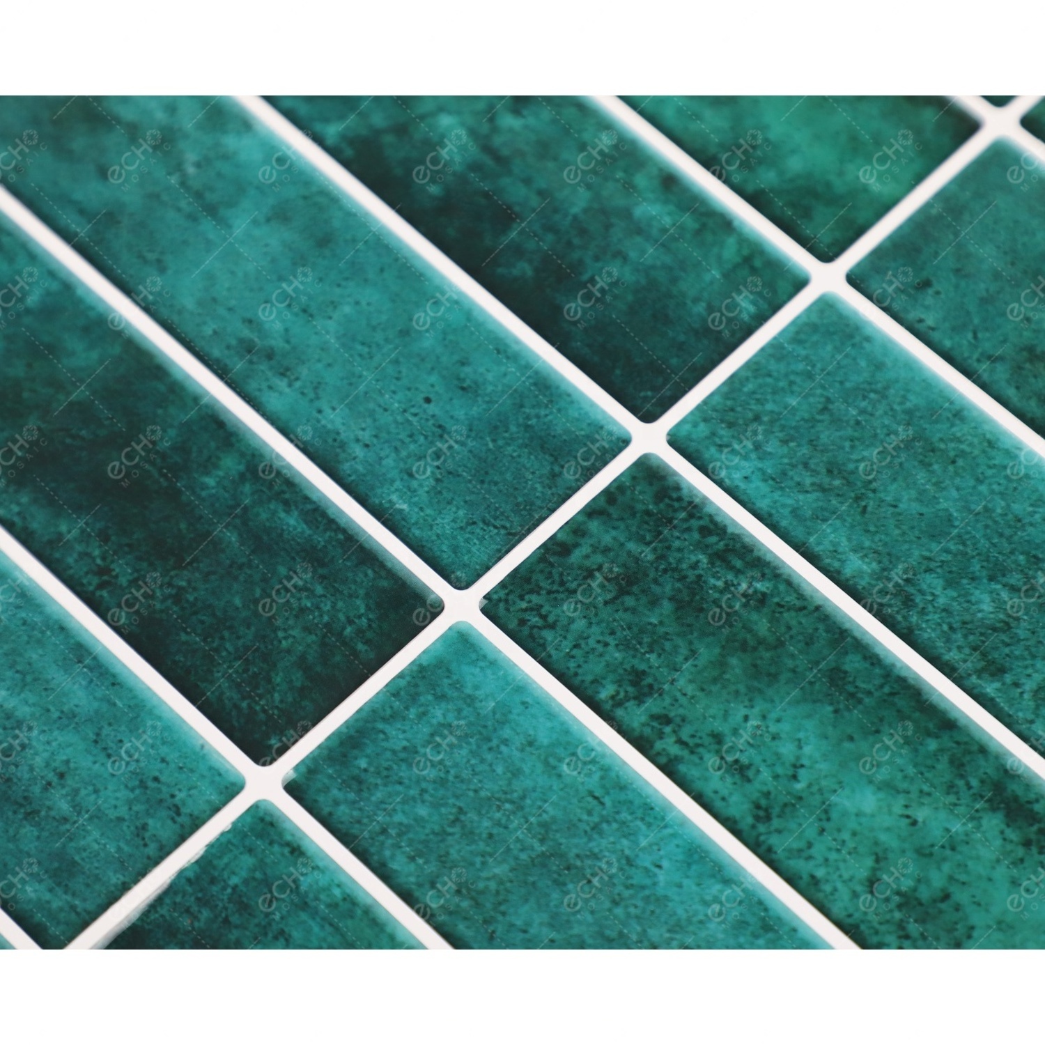 Ready to Ship Strong Adhesive 3D Realistic Teal and Turquoise Blue-Green Peel and Stick Wall Linear Gel Tiles Backsplash