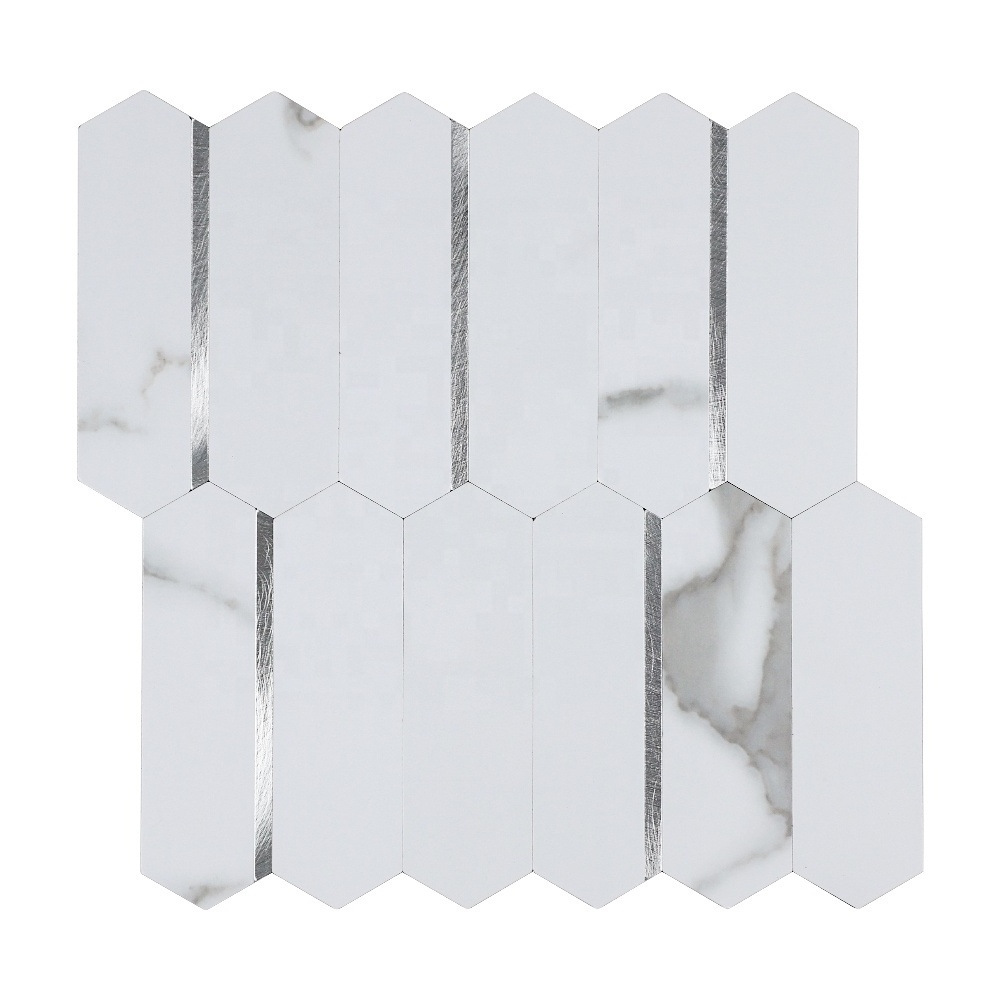 Stone effect self adhesive tile PVC and aluminium peel and stick kitchen wall tiles backsplash