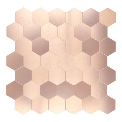 Ready to Ship Hexagon Brushed Copper Aluminium Peel and Stick Tile Kitchen Backsplash