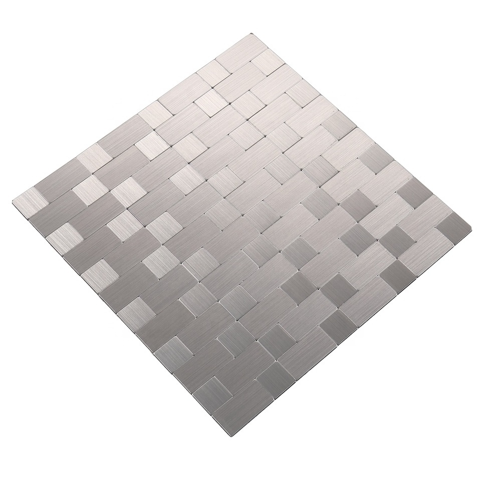 Self Adhesive Bathroom Kitchen Backsplash Peel and Stick Aluminium Mosaic Tile