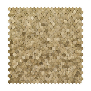 Ready to Ship 3D Mini Hexagon Gold Aluminium Self Adhesive Metal Mosaic Tiles for Kitchen